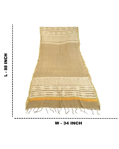 Sanskriti Vintage Dupatta Long Stole Art Silk Brown Hijab Batik Work Scarves DC-51738-Shade Of Brown &amp; Ivory-Batik Work-Art (Artificial) Silk-1