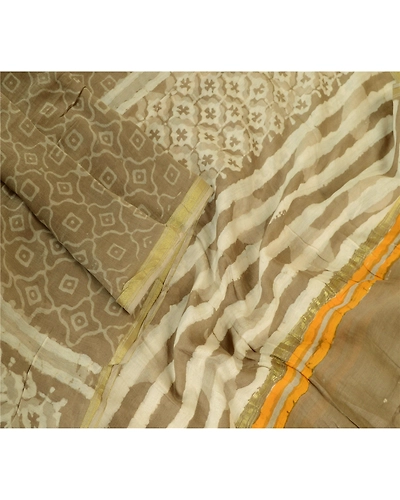 Sanskriti Vintage Dupatta Long Stole Art Silk Brown Hijab Batik Work Scarves DC-51738-Shade Of Brown &amp; Ivory-Batik Work-Art (Artificial) Silk-3