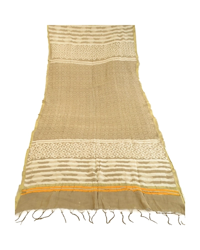 Sanskriti Vintage Dupatta Long Stole Art Silk Brown Hijab Batik Work Scarves DC-51738-Shade Of Brown &amp; Ivory-Batik Work-Art (Artificial) Silk-7