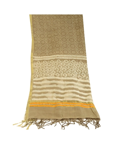 Sanskriti Vintage Dupatta Long Stole Art Silk Brown Hijab Batik Work Scarves DC-51738-Shade Of Brown &amp; Ivory-Batik Work-Art (Artificial) Silk-8