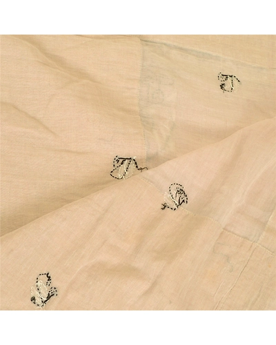 Sanskriti Vintage Dupatta Long Stole Pure Cotton Ivory Hand Embroidered Kantha DC-51745-Ivory-Thread Work-Pure Cotton-4