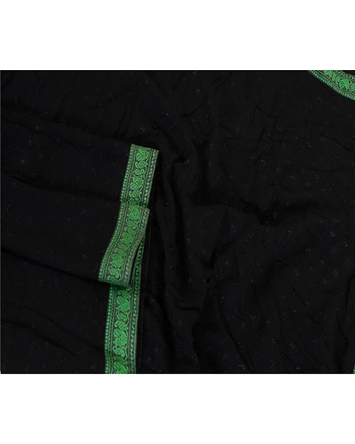 Sanskriti Vintage Dupatta Long Stole Georgette Black Embroidered Wrap Scarves dc-51762-Black-Thread Work-Georgette-3
