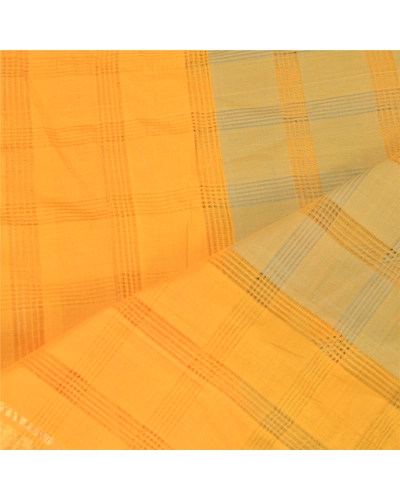 Sanskriti Vintage Dupatta Long Stole Pure Cotton Yellow Hijab Woven Zari Scarves DC-51771-Yellow-Zari Work-Pure Cotton-4