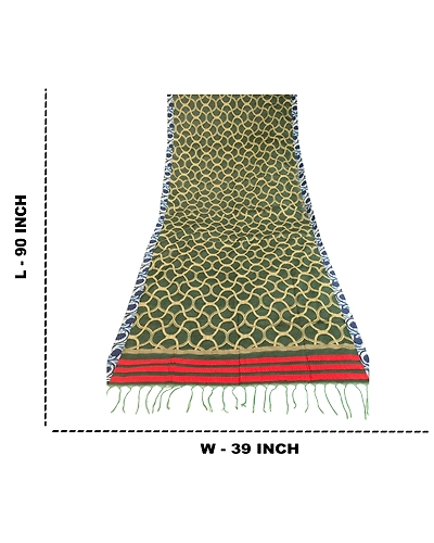 Sanskriti Vintage Dupatta Long Stole Art Silk Green Embroidered Woven Scarves dc-51772-Green-Woven Work-Art (Artificial) Silk-1