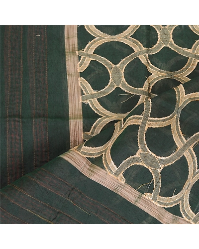 Sanskriti Vintage Dupatta Long Stole Art Silk Green Embroidered Woven Scarves dc-51772-Green-Woven Work-Art (Artificial) Silk-4