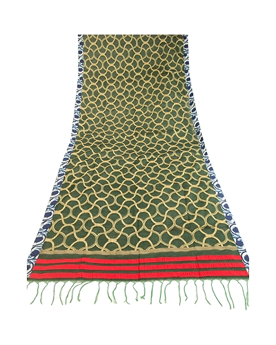 Sanskriti Vintage Dupatta Long Stole Art Silk Green Embroidered Woven Scarves dc-51772-Green-Woven Work-Art (Artificial) Silk-7