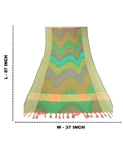 Sanskriti Vintage Dupatta Long Stole Art Silk Green Wrap Veil Woven Scarves DC-51775-Shade Of Green-Woven Work-Art (Artificial) Silk-1