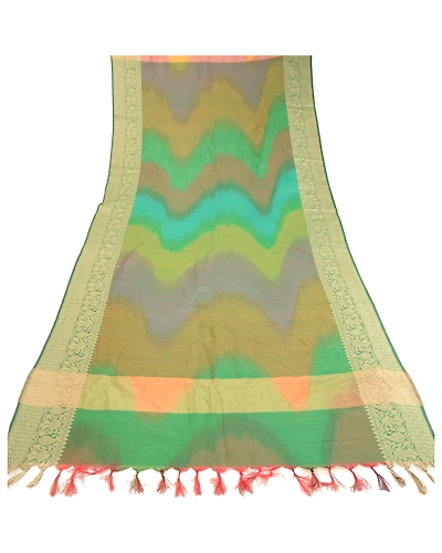 Sanskriti Vintage Dupatta Long Stole Art Silk Green Wrap Veil Woven Scarves DC-51775-Shade Of Green-Woven Work-Art (Artificial) Silk-7