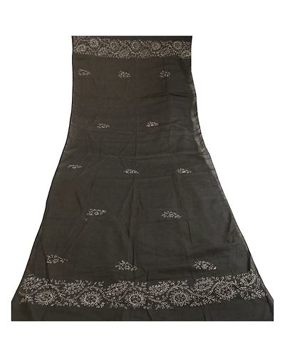 Sanskriti Vintage Dupatta Long Stole Pure Cotton Black Handmade Chikankari Hijab DC-51796-Black-Thread Work-Pure Cotton-7