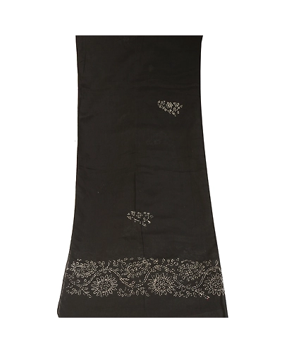 Sanskriti Vintage Dupatta Long Stole Pure Cotton Black Handmade Chikankari Hijab DC-51796-Black-Thread Work-Pure Cotton-8