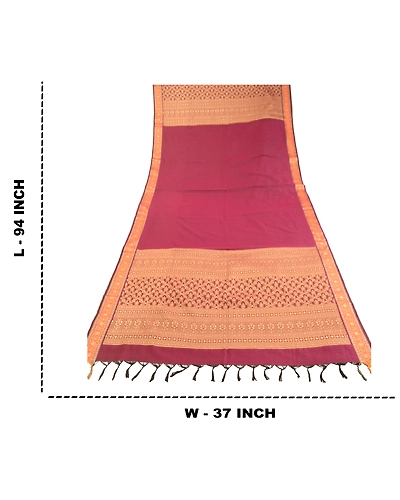 Sanskriti Vintage Dupatta Long Stole Cotton Purple Hijab Woven Wrap Scarves DC-51802-Purple-Woven Work-Cotton-1