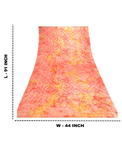 Sanskriti Vintage Dupatta Long Stole Art Silk Pink Hijab Painted Wrap Scarves DC-51807-Pink-Painted Work-Art (Artificial) Silk-1
