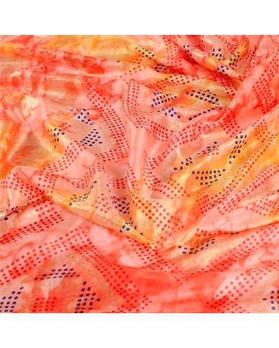 Sanskriti Vintage Dupatta Long Stole Art Silk Pink Hijab Painted Wrap Scarves DC-51807-Pink-Painted Work-Art (Artificial) Silk-6