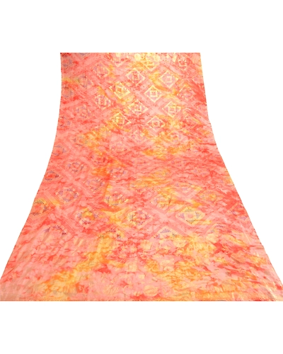 Sanskriti Vintage Dupatta Long Stole Art Silk Pink Hijab Painted Wrap Scarves DC-51807-Pink-Painted Work-Art (Artificial) Silk-7