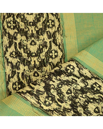 Sanskriti Vintage Dupatta Long Stole Pure Cotton Green Hijab Woven Scarves DC-51810-Green-Woven Work-Pure Cotton-4