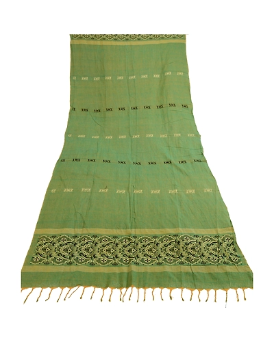 Sanskriti Vintage Dupatta Long Stole Pure Cotton Green Hijab Woven Scarves DC-51810-Green-Woven Work-Pure Cotton-7