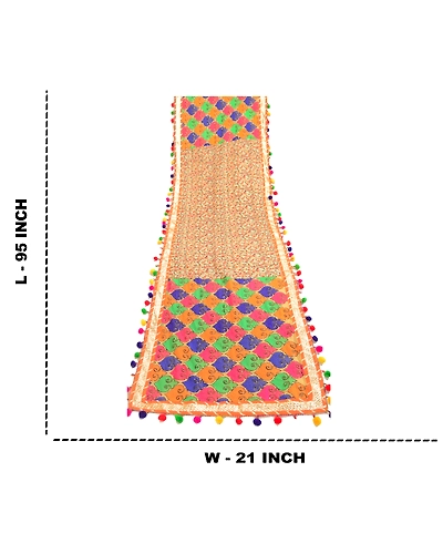 Sanskriti Vintage Dupatta Long Stole Georgette Beige Embroidered Wrap Scarves DC-51814-Beige-Thread Work-Georgette-1
