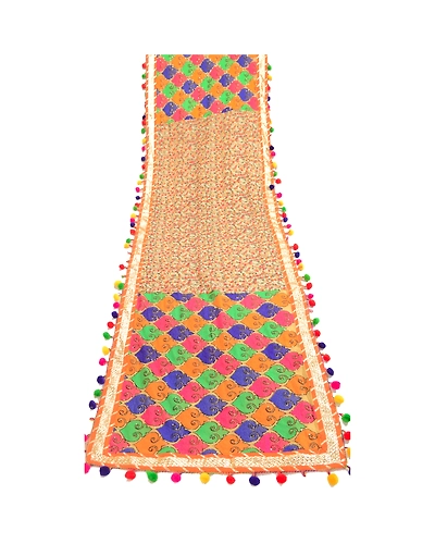 Sanskriti Vintage Dupatta Long Stole Georgette Beige Embroidered Wrap Scarves DC-51814-Beige-Thread Work-Georgette-7