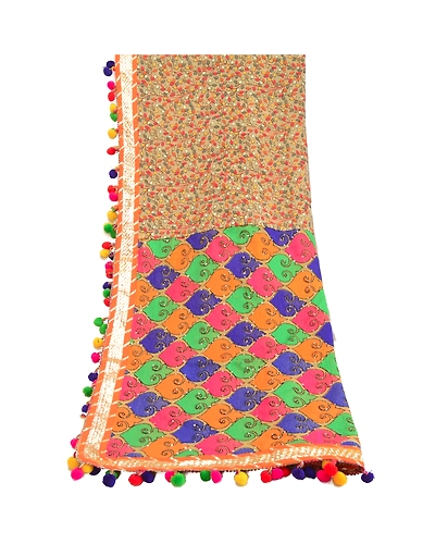 Sanskriti Vintage Dupatta Long Stole Georgette Beige Embroidered Wrap Scarves DC-51814-Beige-Thread Work-Georgette-8