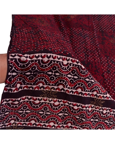 Sanskriti Vintage Dupatta Long Stole Pure Cotton Dark Brown Hand Block-Printed DC-51816-Dark Brown-Hand Block-Printed Work-Pure Cotton-5