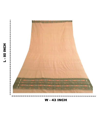 Sanskriti Vintage Dupatta Long Stole Pure Cotton Beige Woven Sambalpuri Ikat DC-51818-Shade Of Beige-Ikat Work-Pure Cotton-1