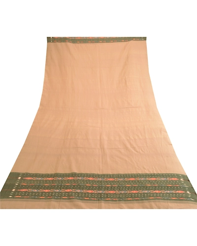 Sanskriti Vintage Dupatta Long Stole Pure Cotton Beige Woven Sambalpuri Ikat DC-51818-Shade Of Beige-Ikat Work-Pure Cotton-7