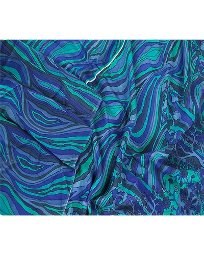 Sanskriti Vintage Dupatta Long Stole Pure Crepe Silk Blue Printed Soft Hijab DC-51834-Blue &amp; Green-Printed Work-Pure Crepe Silk-3