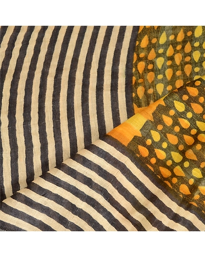 Sanskriti Vintage Dupatta Long Stole Pure Woolen Yellow Printed Wrap Scarves DC-51836-Yellow-Printed Work-Pure Woolen-4