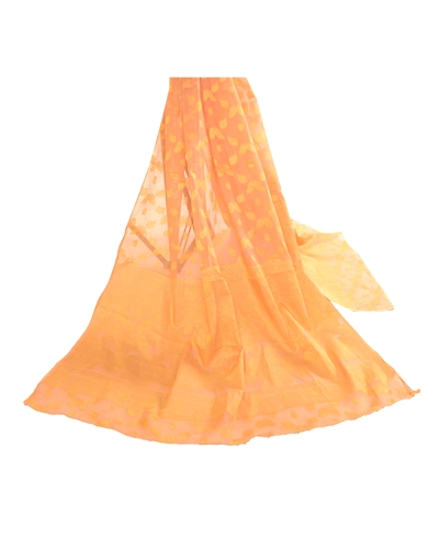 Sanskriti Vintage Dupatta Long Stole Cotton Silk Peach Woven Kota Doria Scarves DC-51859-Peach-Woven Work-Cotton Silk-2