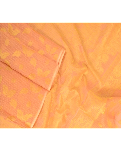 Sanskriti Vintage Dupatta Long Stole Cotton Silk Peach Woven Kota Doria Scarves DC-51859-Peach-Woven Work-Cotton Silk-3