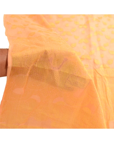 Sanskriti Vintage Dupatta Long Stole Cotton Silk Peach Woven Kota Doria Scarves DC-51859-Peach-Woven Work-Cotton Silk-5
