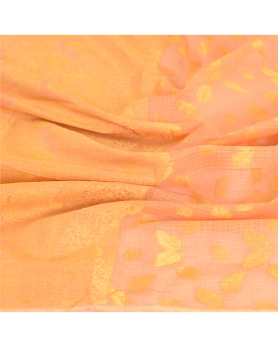 Sanskriti Vintage Dupatta Long Stole Cotton Silk Peach Woven Kota Doria Scarves DC-51859-Peach-Woven Work-Cotton Silk-6