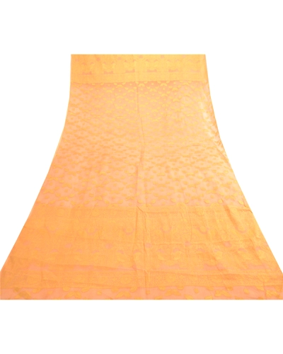Sanskriti Vintage Dupatta Long Stole Cotton Silk Peach Woven Kota Doria Scarves DC-51859-Peach-Woven Work-Cotton Silk-7