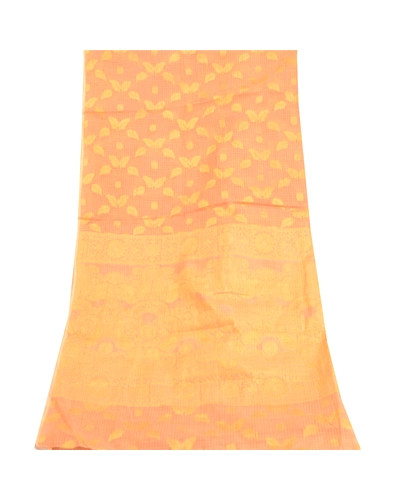 Sanskriti Vintage Dupatta Long Stole Cotton Silk Peach Woven Kota Doria Scarves DC-51859-Peach-Woven Work-Cotton Silk-8