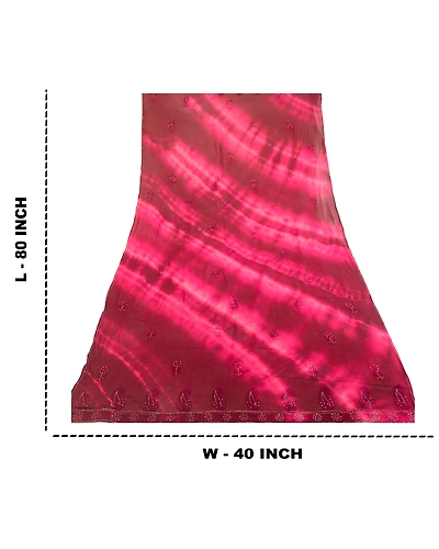 Sanskriti Vintage Dupatta Long Stole Pure Georgette Silk Purple Handmade Tie-Dye DC-51869-Purple-Thread Work-Pure Georgette Silk-1