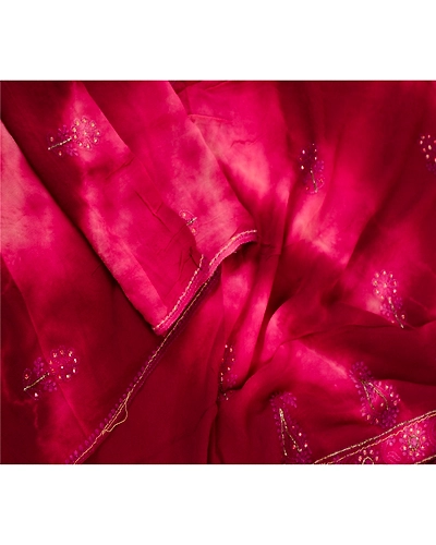 Sanskriti Vintage Dupatta Long Stole Pure Georgette Silk Purple Handmade Tie-Dye DC-51869-Purple-Thread Work-Pure Georgette Silk-3