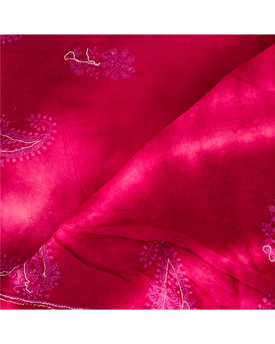 Sanskriti Vintage Dupatta Long Stole Pure Georgette Silk Purple Handmade Tie-Dye DC-51869-Purple-Thread Work-Pure Georgette Silk-4
