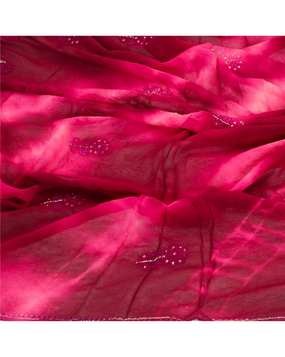 Sanskriti Vintage Dupatta Long Stole Pure Georgette Silk Purple Handmade Tie-Dye DC-51869-Purple-Thread Work-Pure Georgette Silk-6