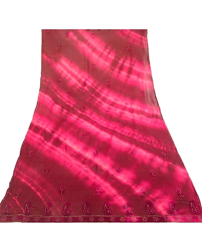 Sanskriti Vintage Dupatta Long Stole Pure Georgette Silk Purple Handmade Tie-Dye DC-51869-Purple-Thread Work-Pure Georgette Silk-7