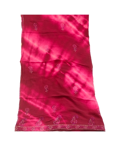 Sanskriti Vintage Dupatta Long Stole Pure Georgette Silk Purple Handmade Tie-Dye DC-51869-Purple-Thread Work-Pure Georgette Silk-8