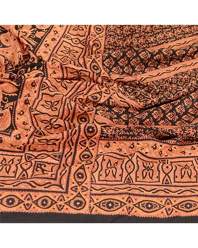 Sanskriti Vintage Dupatta Long Stole Pure Crepe Silk Black Printed Wrap Scarves DC-51881-Black-Printed Work-Pure Crepe Silk-6