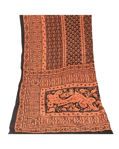 Sanskriti Vintage Dupatta Long Stole Pure Crepe Silk Black Printed Wrap Scarves DC-51881-Black-Printed Work-Pure Crepe Silk-8