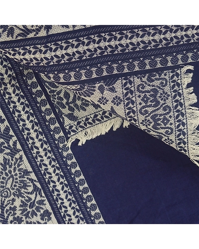 Sanskriti Vintage Dupatta Long Stole Cotton Navy Blue Hijab Woven Scarves DC-51887-Navy Blue-Woven Work-Cotton-4