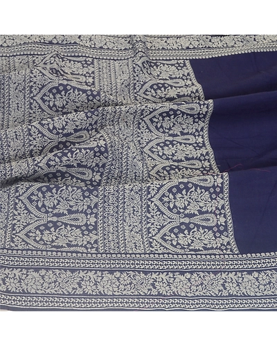 Sanskriti Vintage Dupatta Long Stole Cotton Navy Blue Hijab Woven Scarves DC-51887-Navy Blue-Woven Work-Cotton-6