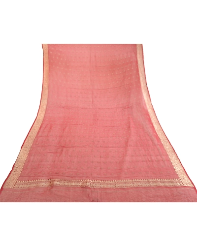 Sanskriti Vintage Dupatta Long Stole Pure Georgette Silk Dark Red Woven Brocade DC-51923-Dark Red-Zari Work-Pure Georgette Silk-7