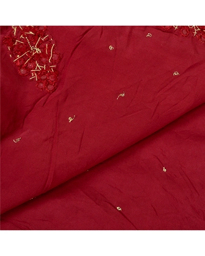 Sanskriti Vintage Dupatta Long Stole Pure Satin Silk Grey Hand Beaded Scarves DC-51961-Grey &amp; Dark Red-Zardozi Work-Pure Satin Silk-4