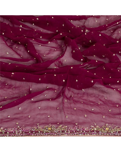 Sanskriti Vintage Dupatta Long Stole Pure Georgette Silk Wine Hand Beaded Hijab DC-51981-Shade Of Wine-Sequins Work-Pure Georgette Silk-6