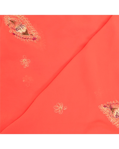 Sanskriti Vintage Peach Long Dupatta Stole Pure Georgette Silk Hand Beaded Veil DC-52034-Peach-Zardozi Work-Pure Georgette Silk-5