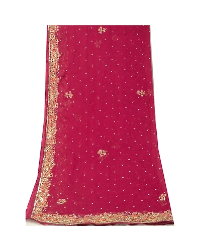 Sanskriti Vintage Purple Long Dupatta Stole Pure Chiffon Silk Hand Beaded Veil DC-52049-Purple-Sequins Work-Pure Chiffon Silk-9