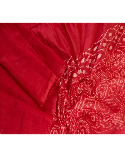 Sanskriti Vintage Dark Red Cotton Silk Dupatta Long Stole Woven Wrap Scarves DC-52062-Dark Red-Ikat Work-Cotton Silk-4